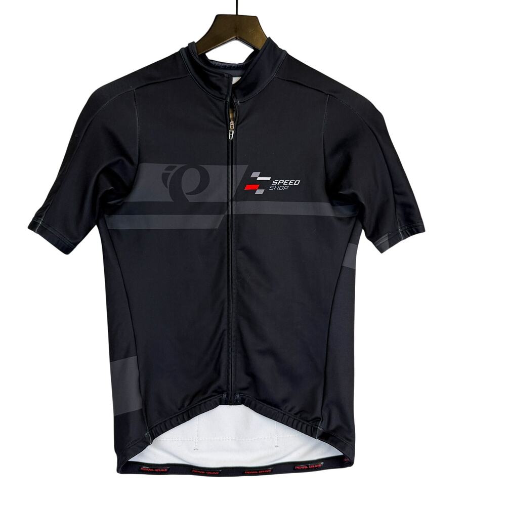 Pearl Izumi Mens Cycling Jersey Speed Shop Black Gray Fleece - M